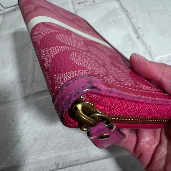 Coach Pink Signature Wallet with Zip-Around Closure - Picture 8 of 12